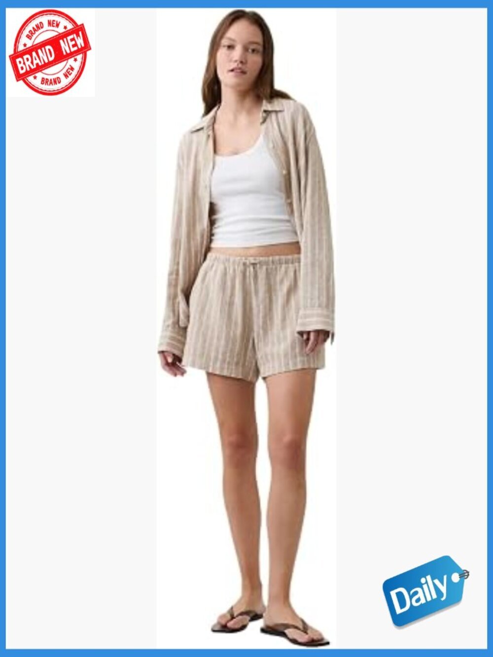 Linen Easy Pull-on Short - Mid Rise, Loose Fit, Lightweight